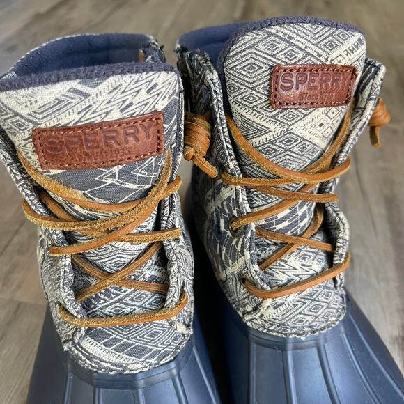 Sperry Womens Saltwater Geometric Print Duck Boots STS97761 Size 7.5 Rain Boots - Picture 5 of 12